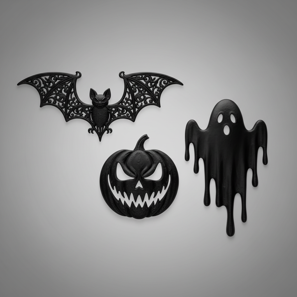 Decoraciones Halloween 3D negras murciélago calabaza fantasma para pared