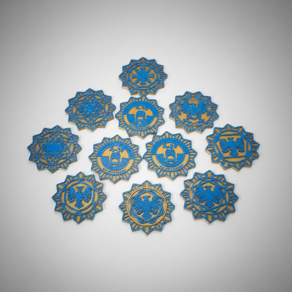 Medallones personalizados azul y dorado impresión 3D bicolor merchandising para eventos