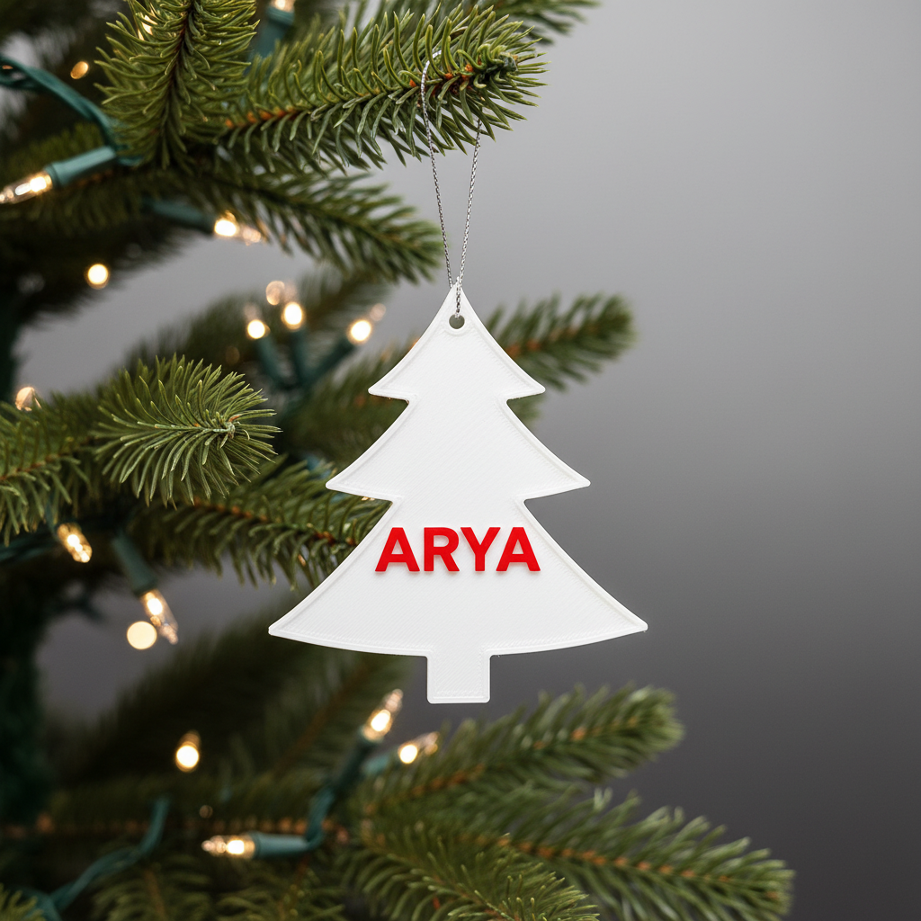 Adorno navidad personalizado 3D blanco para mascotas con nombre en árbol de Navidad 
