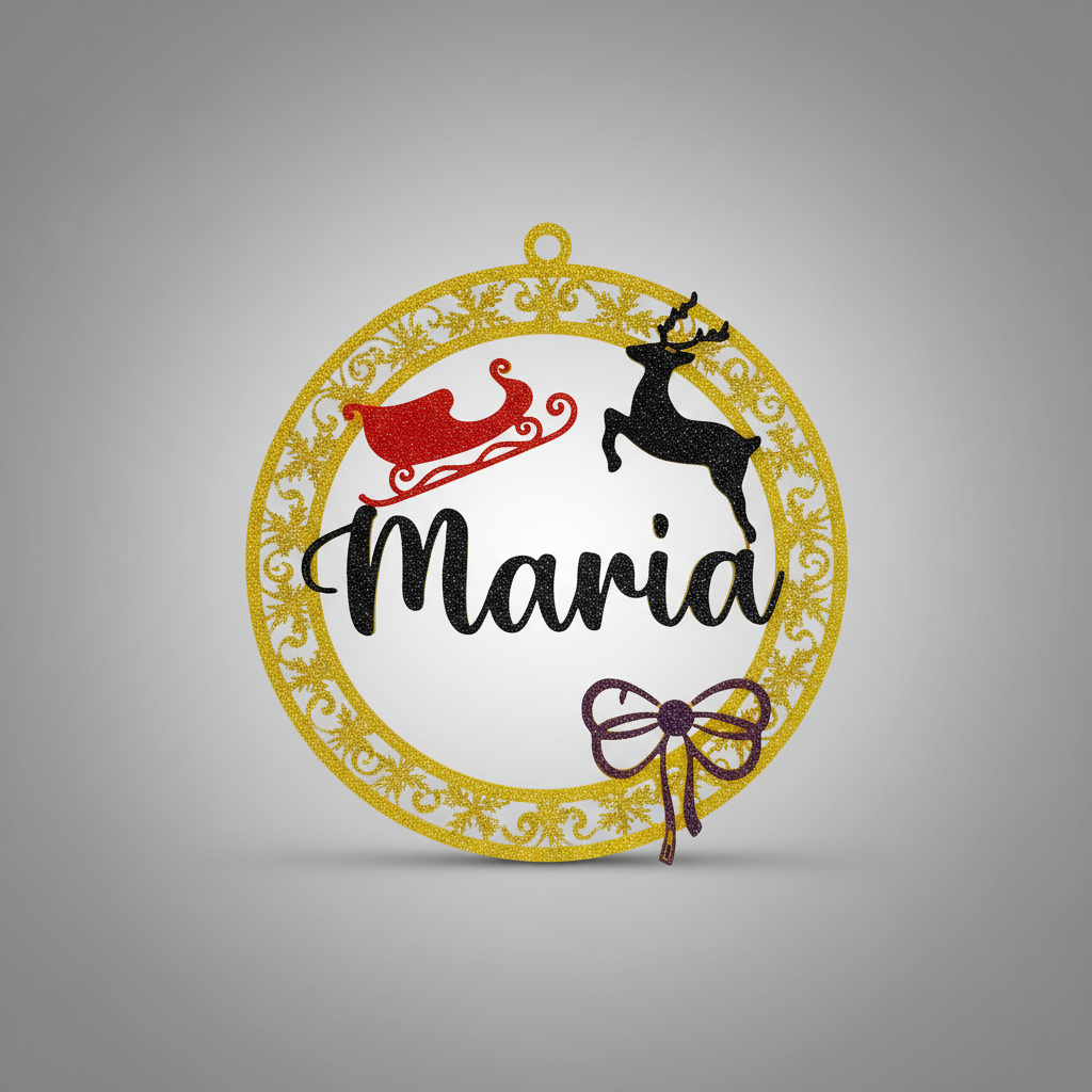 Estrella navideña personalizada impresión 3D dorada con nombre Maria reno y trineo decoración árbol

