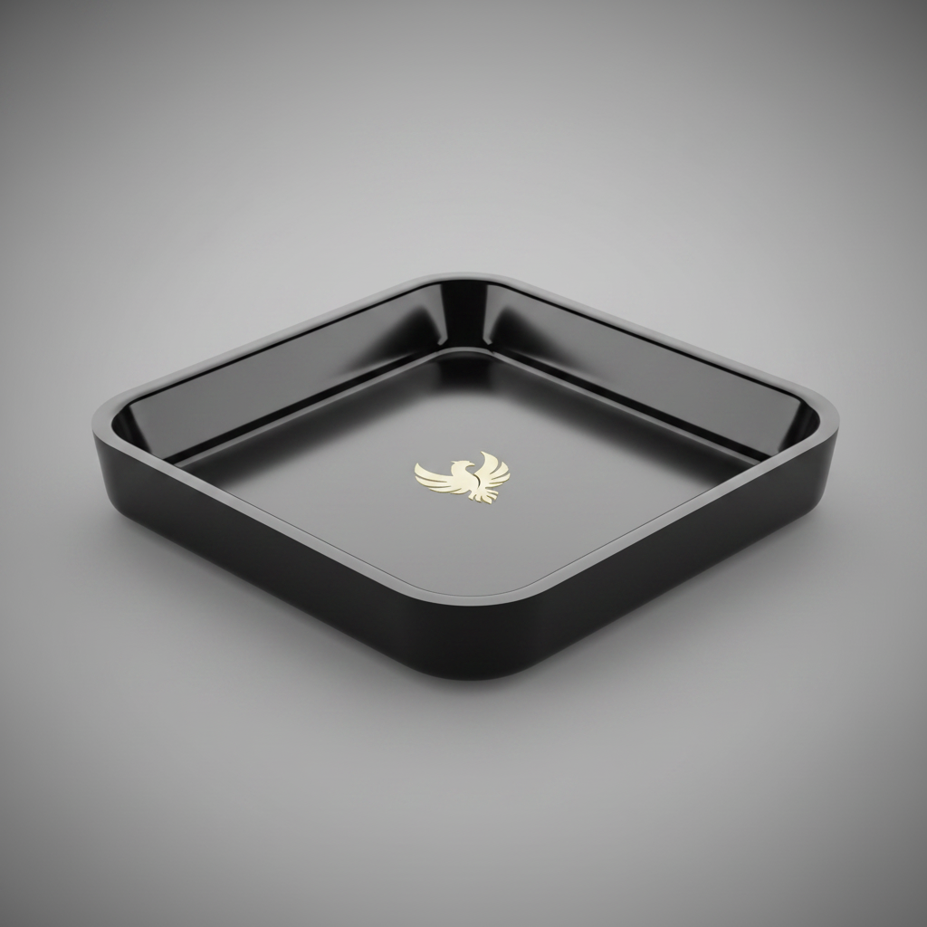 Bandeja cuadrada negra logo