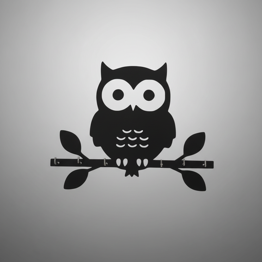 Colgador pared búho negro impresión 3D personalizado con 6 ganchos metálicos
