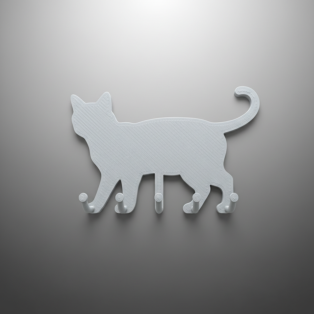 Colgador silueta gato gris impresión 3D personalizado para pared PLA
