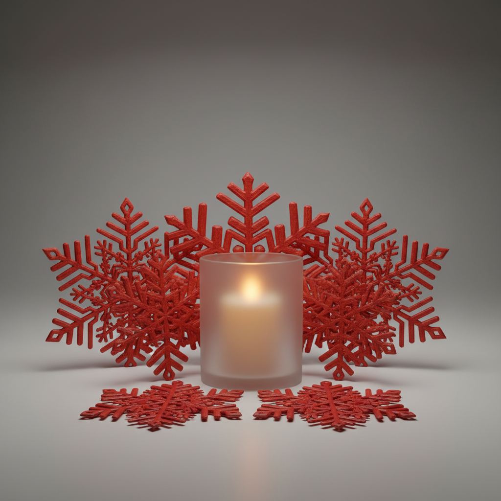 Salva manteles copos de nieve rojos impresión 3D decoración navideña porta velas personalizado mesa Navidad
