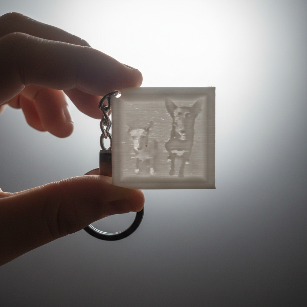 Llavero 3D litofánico personalizado con foto visible con luz impresión 3D translúcido
