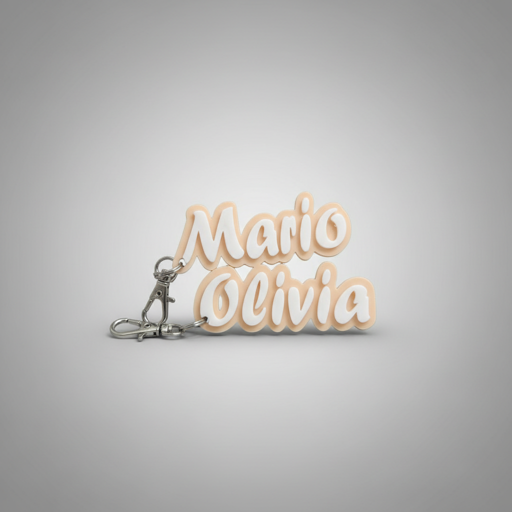 Llavero personalizado doble nombre impresión 3D regalo para niños y cumpleaños

