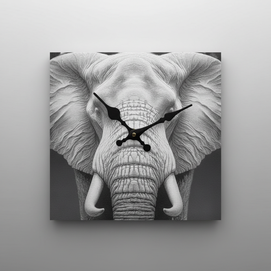 Reloj de pared 3D personalizado diseño elefante realista gris impresión 3D decoración

