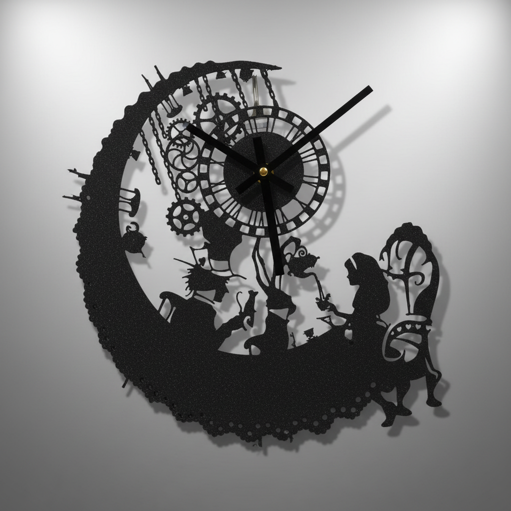 Reloj de pared 3D personalizado hora del te silueta negra impresión 3D
