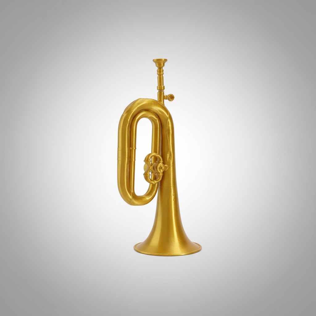 Réplica 3D de trompeta dorada impresa en impresión 3D personalizada
